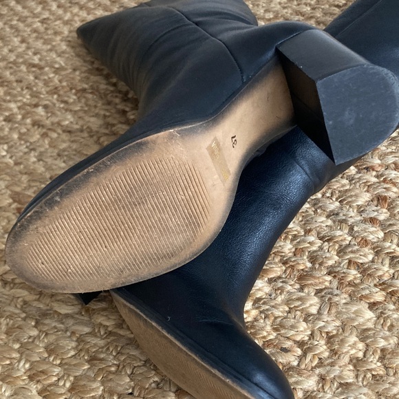 by Anthropologie Tall Black Leather Block Heel Boots. Size 7 - Picture 12 of 12